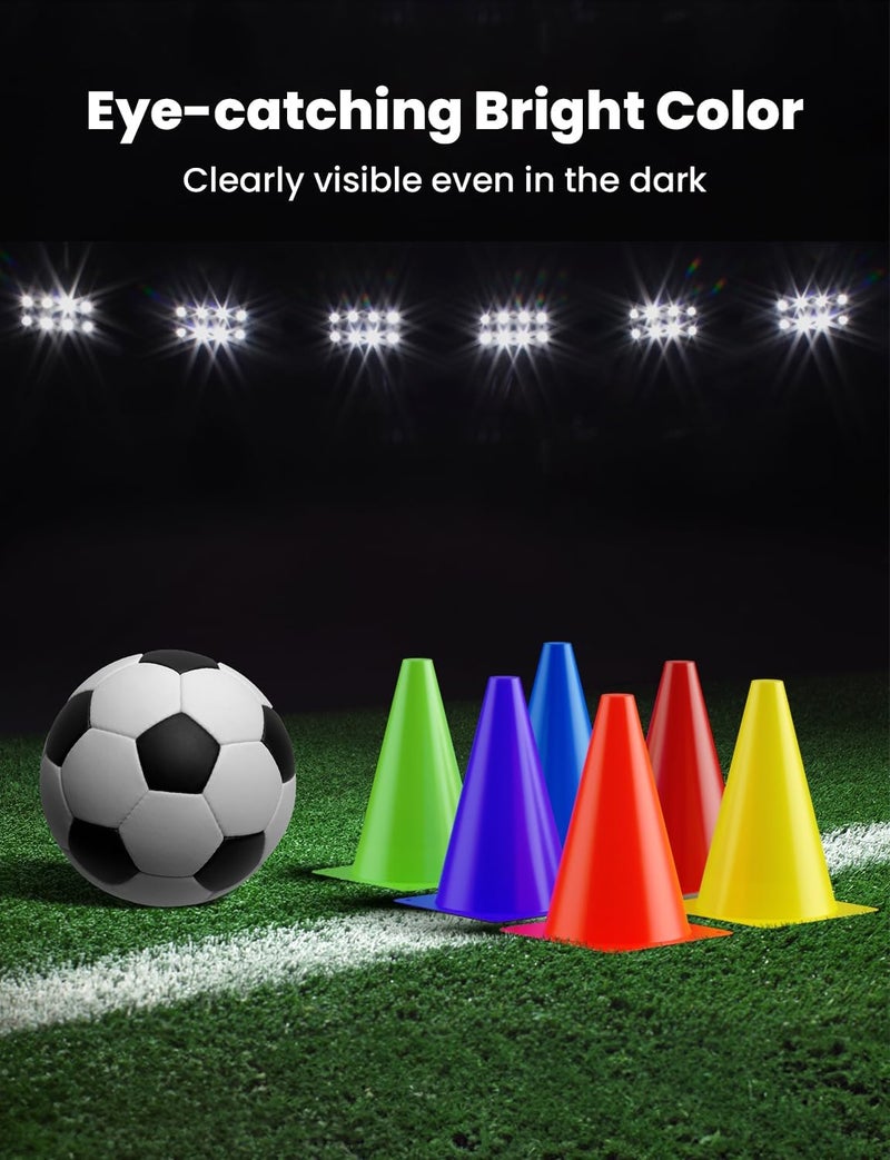 GHB Soccer Cones 7" 9" of 12 24 Pack Disc Soccer Sport Cones Training Field Marker Agility Cones for Basketball, Coaching, Practice Equipment Includes Drills Guide - Image 5
